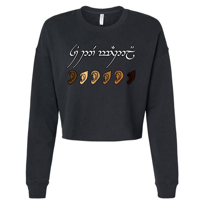 You All Are Welcome Here Elvish Elijah Funny Memes Wood Cropped Pullover Crew