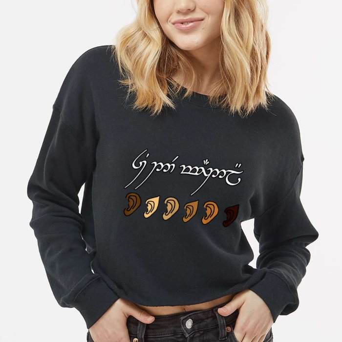 You All Are Welcome Here Elvish Elijah Funny Memes Wood Cropped Pullover Crew