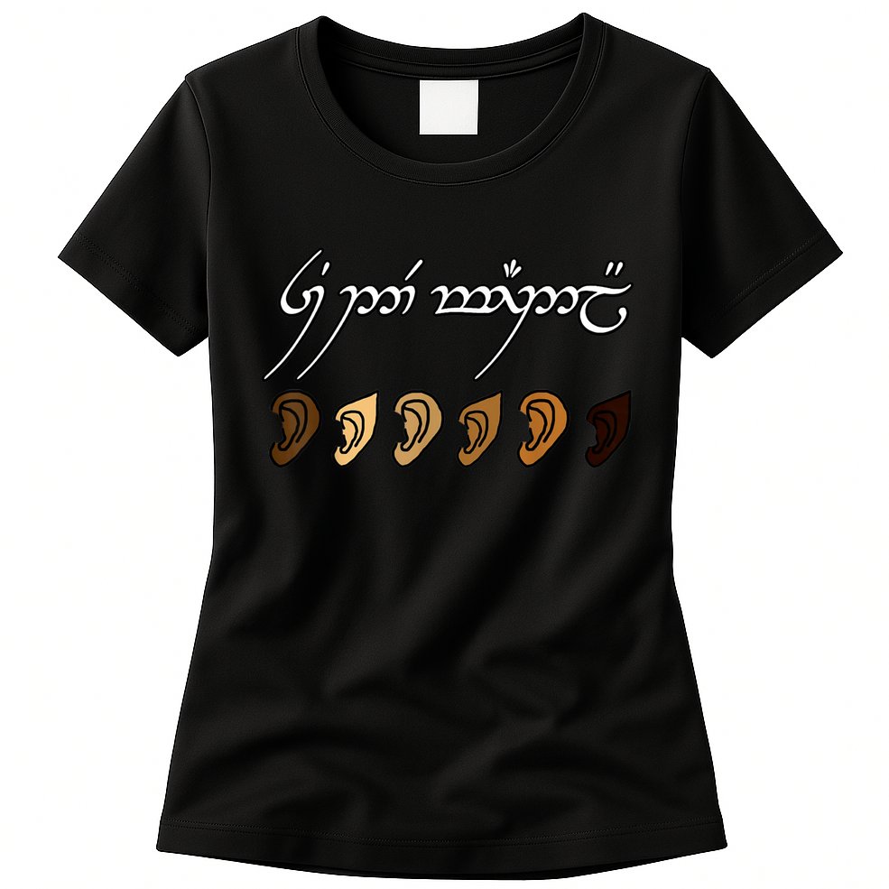 You All Are Welcome Here Elvish Elijah Funny Memes Wood Womens T-Shirt