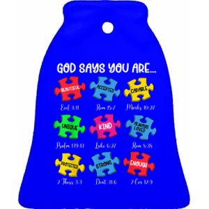 You Are Autism Awareness Puzzle Bible Verses Christian Ceramic Bell Ornament