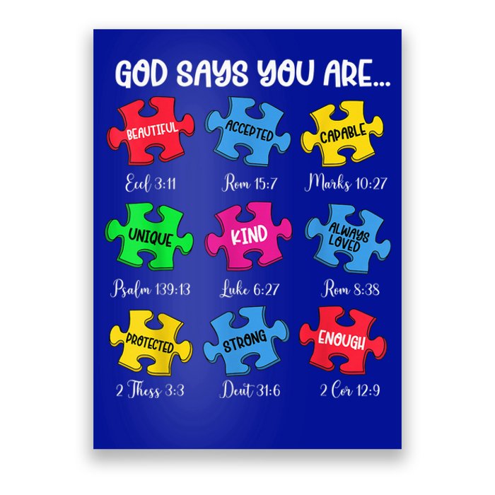 You Are Autism Awareness Puzzle Bible Verses Christian Poster