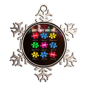 You Are Autism Awareness Puzzle Bible Verses Christian Metallic Star Ornament