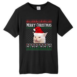 Yelling At A Smudge Cat Ugly Christmas Sweater Meme Cute Gift Tall Fusion ChromaSoft Performance T-Shirt