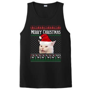 Yelling At A Smudge Cat Ugly Christmas Sweater Meme Cute Gift PosiCharge Competitor Tank