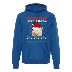 Yelling At A Smudge Cat Ugly Christmas Sweater Meme Cute Gift Premium Hoodie