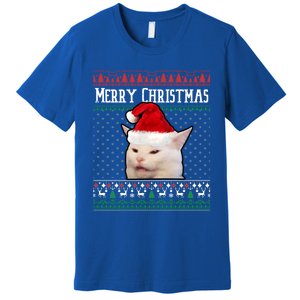 Yelling At A Smudge Cat Ugly Christmas Sweater Meme Cute Gift Premium T-Shirt