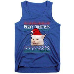 Yelling At A Smudge Cat Ugly Christmas Sweater Meme Cute Gift Tank Top