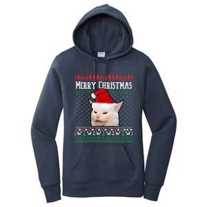 Yelling At A Smudge Cat Ugly Christmas Sweater Meme Cute Gift Women's Pullover Hoodie