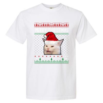 Yelling At A Smudge Cat Ugly Christmas Sweater Meme Cute Gift Garment-Dyed Heavyweight T-Shirt