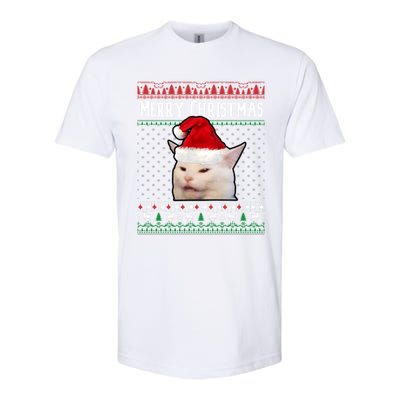 Yelling At A Smudge Cat Ugly Christmas Sweater Meme Cute Gift Softstyle CVC T-Shirt