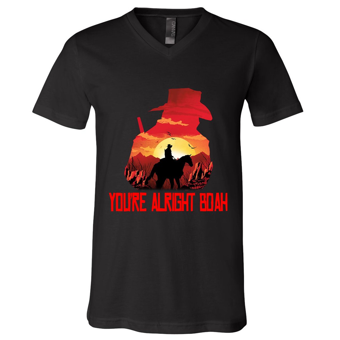 You’Re Alright Boah Rdr2 Style Gaming V-Neck T-Shirt