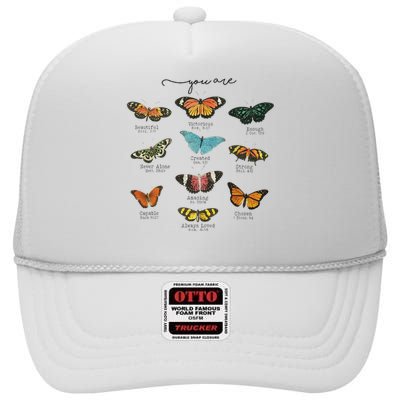 You Are Beautiful Bible Verse Religious Christian Butterfly High Crown Mesh Back Trucker Hat