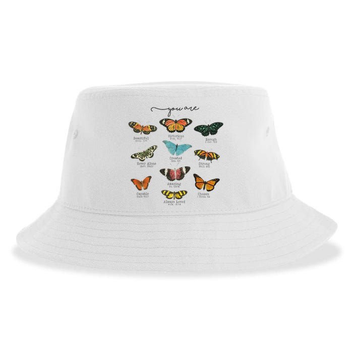 You Are Beautiful Bible Verse Religious Christian Butterfly Sustainable Bucket Hat