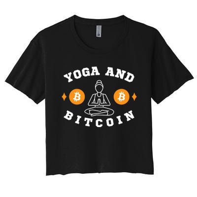 Yoga And Bitcoin, Workout, Gym, Crypto, Fitness, Cryptocurrency HODL BTC Women's Crop Top Tee