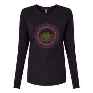 Yoga Art Buddhist Flower Blossom Spiritual Dala Lotus Gift Womens Cotton Relaxed Long Sleeve T-Shirt