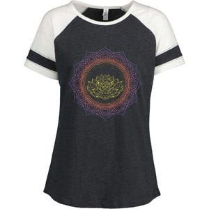 Yoga Art Buddhist Flower Blossom Spiritual Dala Lotus Gift Enza Ladies Jersey Colorblock Tee