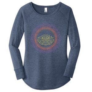 Yoga Art Buddhist Flower Blossom Spiritual Dala Lotus Gift Women's Perfect Tri Tunic Long Sleeve Shirt