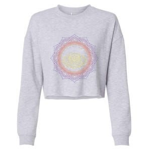 Yoga Art Buddhist Flower Blossom Spiritual Dala Lotus Gift Cropped Pullover Crew