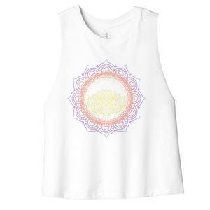 Yoga Art Buddhist Flower Blossom Spiritual Dala Lotus Gift Women's Racerback Cropped Tank