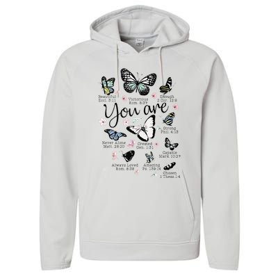 You Are Beautiful Bible Verse Religious Christian Butterfly Performance Fleece Hoodie