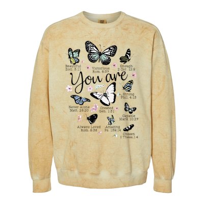 You Are Beautiful Bible Verse Religious Christian Butterfly Colorblast Crewneck Sweatshirt