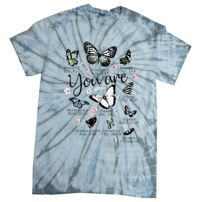 You Are Beautiful Bible Verse Religious Christian Butterfly Tie-Dye T-Shirt