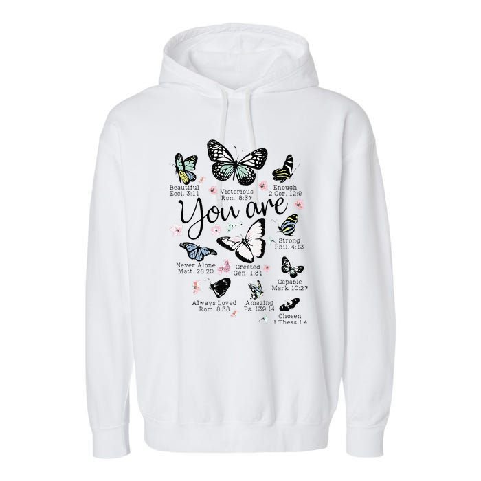 You Are Beautiful Bible Verse Religious Christian Butterfly Garment-Dyed Fleece Hoodie