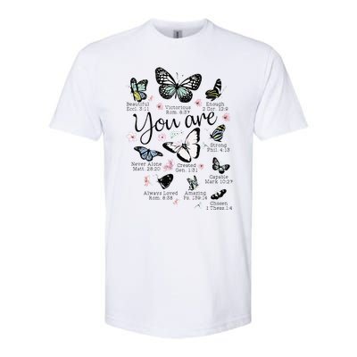 You Are Beautiful Bible Verse Religious Christian Butterfly Softstyle CVC T-Shirt