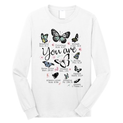 You Are Beautiful Bible Verse Religious Christian Butterfly Long Sleeve Shirt