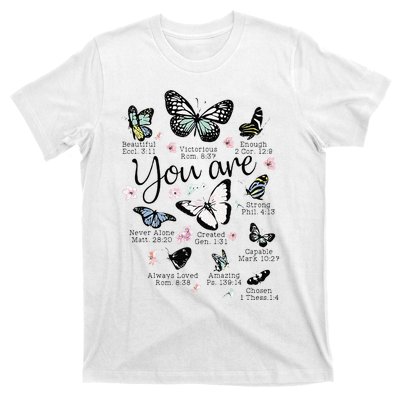 You Are Beautiful Bible Verse Religious Christian Butterfly T-Shirt