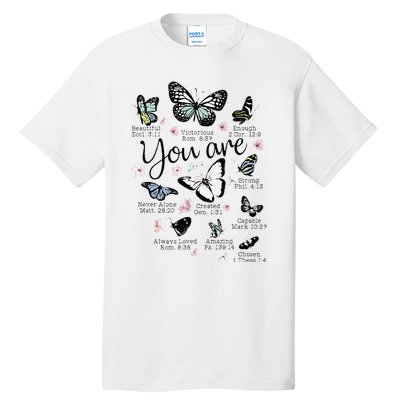 You Are Beautiful Bible Verse Religious Christian Butterfly Tall T-Shirt