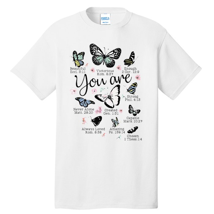 You Are Beautiful Bible Verse Religious Christian Butterfly Tall T-Shirt