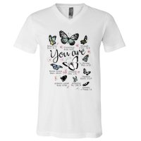 You Are Beautiful Bible Verse Religious Christian Butterfly V-Neck T-Shirt