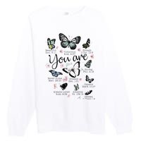 You Are Beautiful Bible Verse Religious Christian Butterfly Premium Crewneck Sweatshirt