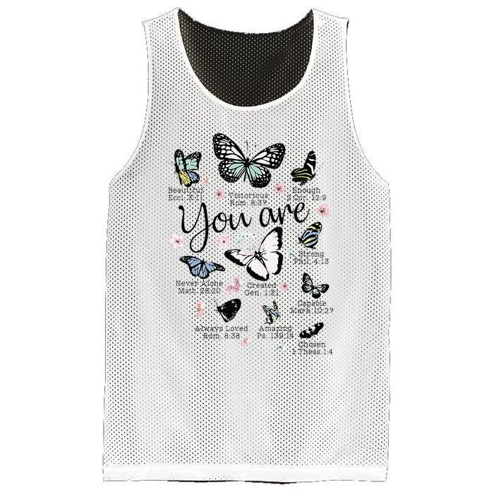 You Are Beautiful Bible Verse Religious Christian Butterfly Mesh Reversible Basketball Jersey Tank