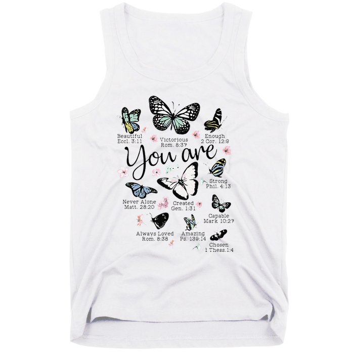 You Are Beautiful Bible Verse Religious Christian Butterfly Tank Top