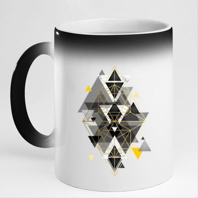 Yellow And Black Geometric 11oz Black Color Changing Mug