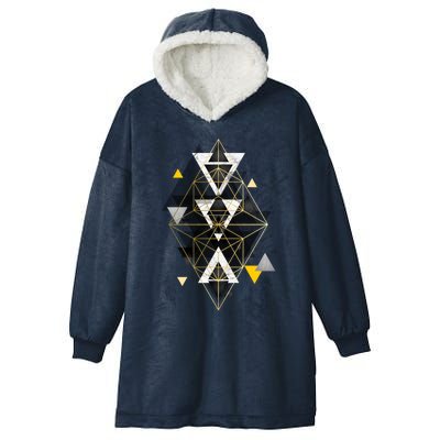 Yellow And Black Geometric Hooded Wearable Blanket