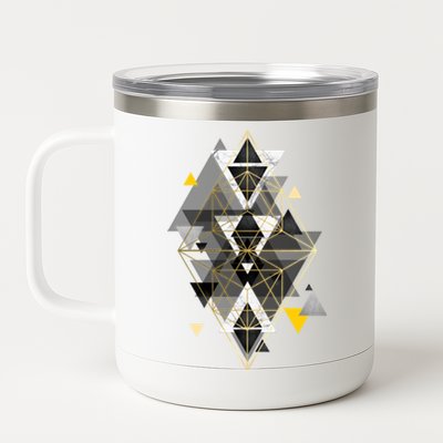 Yellow And Black Geometric 12 oz Stainless Steel Tumbler Cup