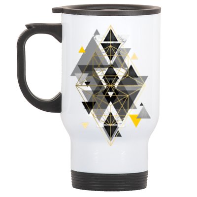 Yellow And Black Geometric Stainless Steel Travel Mug