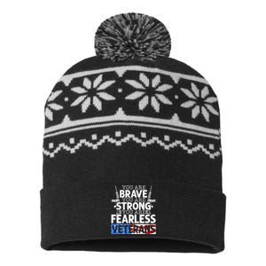 You Are Brave You Are Strong You Are Fearless Veterans USA-Made Snowflake Beanie