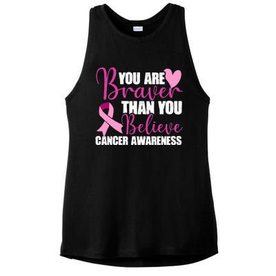 You Are Braver Than You Believe Breast Cancer Awareness Ladies PosiCharge Tri-Blend Wicking Tank