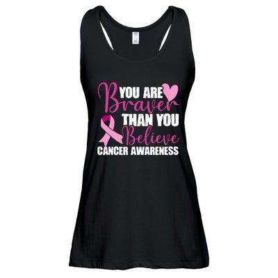 You Are Braver Than You Believe Breast Cancer Awareness Ladies Essential Flowy Tank