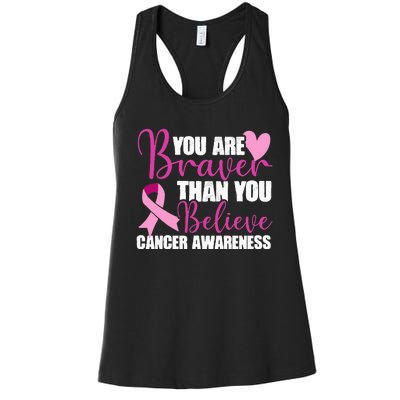 You Are Braver Than You Believe Breast Cancer Awareness Women's Racerback Tank