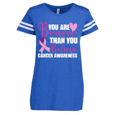 You Are Braver Than You Believe Breast Cancer Awareness Enza Ladies Jersey Football T-Shirt