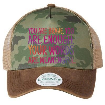 You Are Brave You Are Enough Inspirational Quote Legacy Tie Dye Trucker Hat