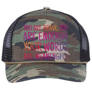 You Are Brave You Are Enough Inspirational Quote Retro Rope Trucker Hat Cap