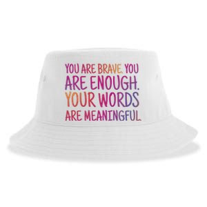 You Are Brave You Are Enough Inspirational Quote Sustainable Bucket Hat