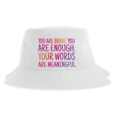 You Are Brave You Are Enough Inspirational Quote Sustainable Bucket Hat