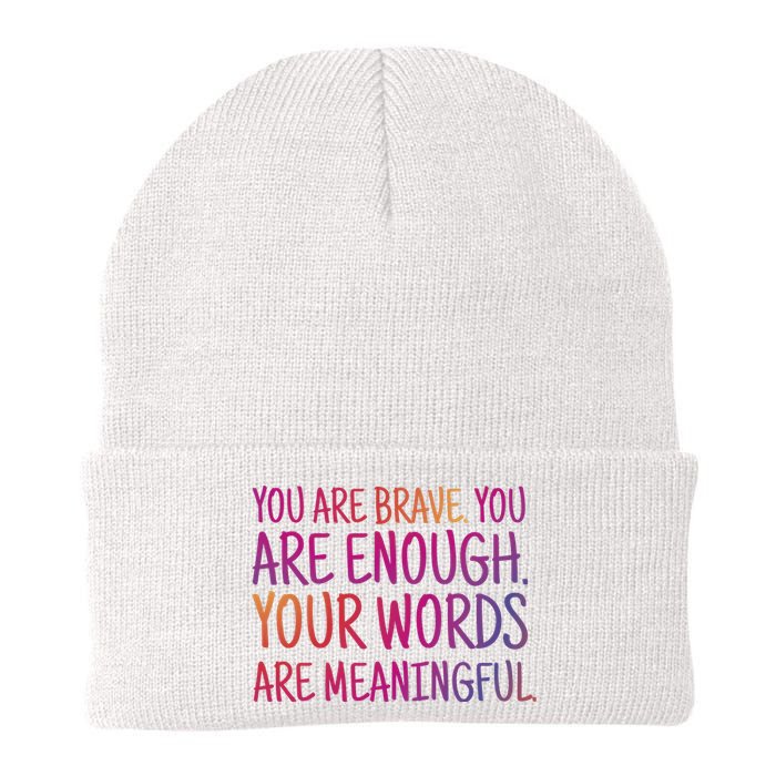 You Are Brave You Are Enough Inspirational Quote Knit Cap Winter Beanie